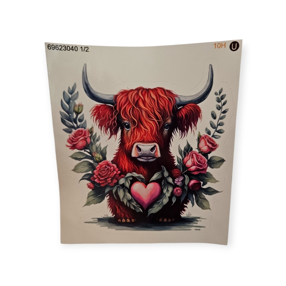 Cute little highland cow glossy sticker